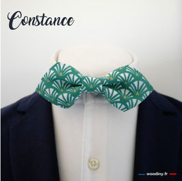 Nœud papillon vert à motifs "Constance" - forme en pointe