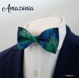 Noeud papillon jungle vert et bleu "Amazonia"