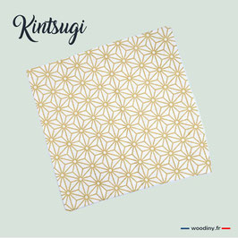 Pochette de costume doré et blanc "Kintsugi"