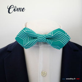 Nœud papillon turquoise à motifs "Côme" - forme en pointe