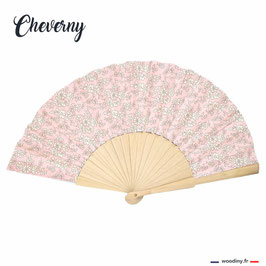 Eventail fleuri rose poudré liberty - Cheverny