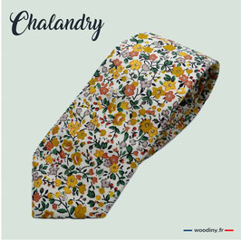 Cravate moutarde fleurie "Chalandry"