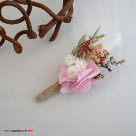 Boutonnière fleurs séchées - Rose