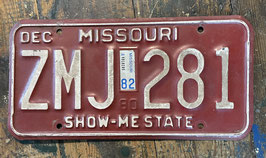 Plaque immatriculation Missouri