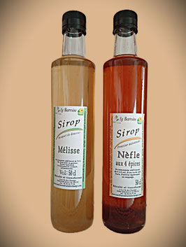 Lot de 2 bouteilles de sirop - 50 cl :  Nèfle aux 4 épices et Mélisse