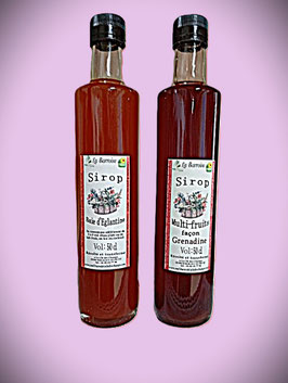 Lot de 2 bouteilles de Sirop 50 cl : Baie d'Eglantine et Multi-fruits façon grenadine