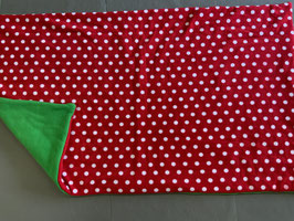 Hundedecke 145 x 87 cm (rot mit weißen Punkten - Rückseite grüner Fleece)
