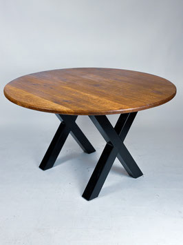 Tisch Rund, massives Eichenholz und lackiertem Stahl