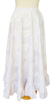 【213-0134】Ruffle Long Skirt (White on White)