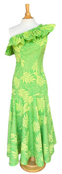 【211-0120】Ruffle One-Shoulder Dress (Lime)