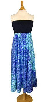 【211-0076】Long Bare Top Flared Dress (Aqua)