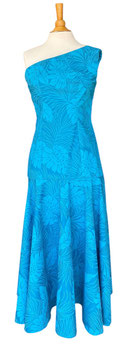 【211-0155】One-Shoulder Dress (Turquoise)