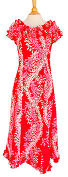 【211-0112】Ruffle Neck Dress (Red)