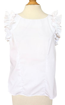 【212-0036】Double Gather Frill Sleeve Tank Blouse (Snow White)