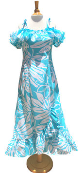 【211-0062】SALE Open Shoulder Dress (Aqua)