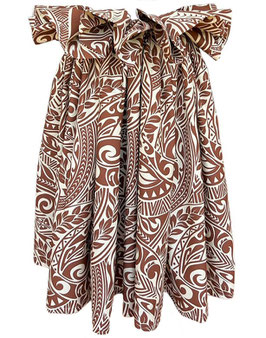【216-0152】Ruffle Waist Kahiko Skirt (Brown)