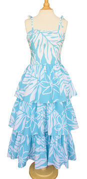 【211-0109】Heart Shape 3-tiered Ruffle Dress (Aqua)