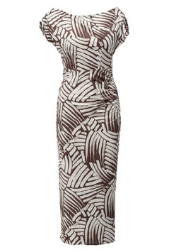 K-design off shoulder jurk C205 P076 - Elegante zomerjurk met print.