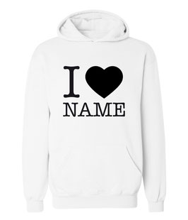 Kapuzenpullover (I Love + Wunschnamen) für Damen