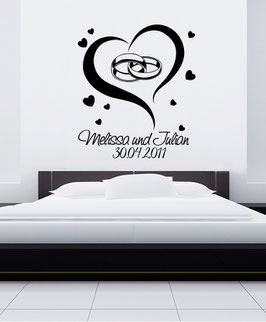 Wandtattoo "Ringe" + Wunschnamen & Wunschdatum