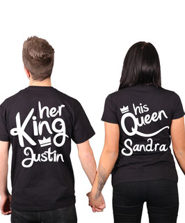 2 x T-Shirts "Her King & His Queen" + Wunschtext