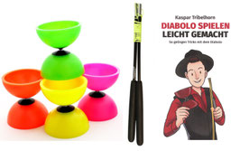 Diabolo-Set für Kinder: Diabolo, Handstäbe und Anleitungsheft