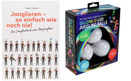 LED Jonglierbälle 3er Set mit Jonglierbuch