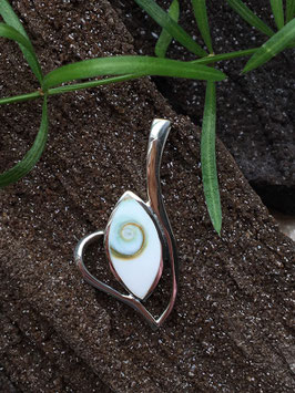 Anhänger Shiva Auge (Operculum) gefasst in 925 Sterlingsilber AH 067