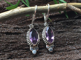 Amethyst Ohrringe, Facettiert, gefasst in 925 Sterlingsilber OR 050