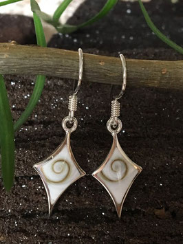 Shiva Auge (Operculum) Ohrhänger, gefasst in 925 Sterlingsilber OR 032
