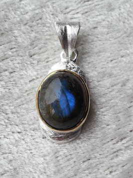 Labradorit Anhänger, gefasst in gebürsteten 925 Sterlingsilber AH 008