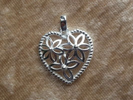 Herz Anhänger mit Blümchen aus 925 Silber AHS 001