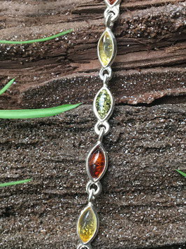 Bernstein Armband, Multicolor, gefasst in 925 Sterlingsilber, AB 026