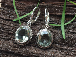 Prasiolith (Grüner Amethyst) Ohrringe, gefasst in 925 Sterlingsilber OR 049