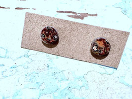 Ohrstecker rund rot/orange Marmor