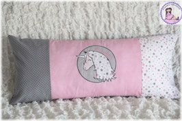 Patchworkkissen rosa-grau "Einhorn"