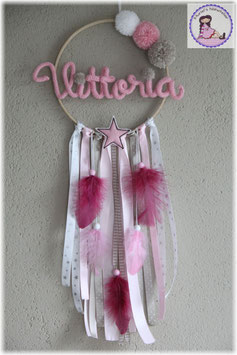 Traumfänger mit Name rosa-weiss-taupe