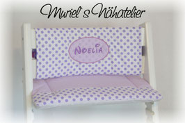 Tripp Trapp Kissen-Set "lila-weiss" mit Namensbestickung