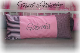 Patchworkkissen rosa grau