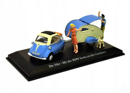 BMW Isetta 250 1955-1962 hellblau / creme mit Wohnwagen Roulotte 1960 hellblau / creme