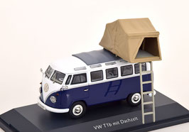VW T1b Samba Bus 1960-1963 blau / weiss mit Dachzelt beige