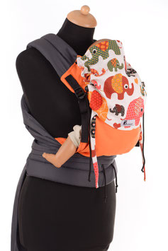 Huckepack Mei Tai Medium-orange elephantes