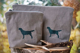 Mäppchen aus Cord mit Retriever oder Dackel