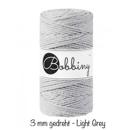 Bobbiny Light Grey 3PLY Makramee-Schnur gedreht 3mm 100m