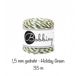 Bobbiny Holiday Green 3PLY Makramee-Schnur gedreht 1,5mm 35m