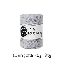 Bobbiny Light Grey 3PLY Makramee-Schnur gedreht 1,5mm 100m