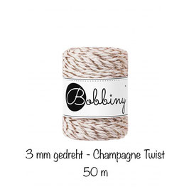 Bobbiny Champagne Twist 3PLY Makramee-Schnur gedreht 3mm 50m