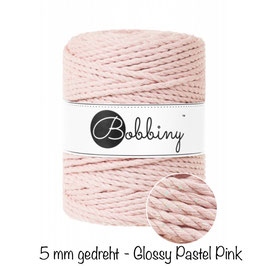 Bobbiny Glossy Pastel Pink 3PLY Makramee-Schnur gedreht 5mm 100m