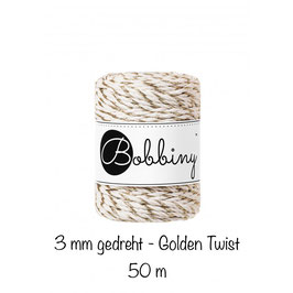 Bobbiny Golden Twist 3PLY Makramee-Schnur gedreht 3mm 50m