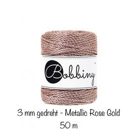 Bobbiny Metallic Rose Gold 3PLY Makramee-Schnur gedreht 3mm 50m